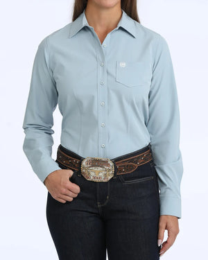 Women's Light Blue L/S Arenaflex Shirt - Cinch