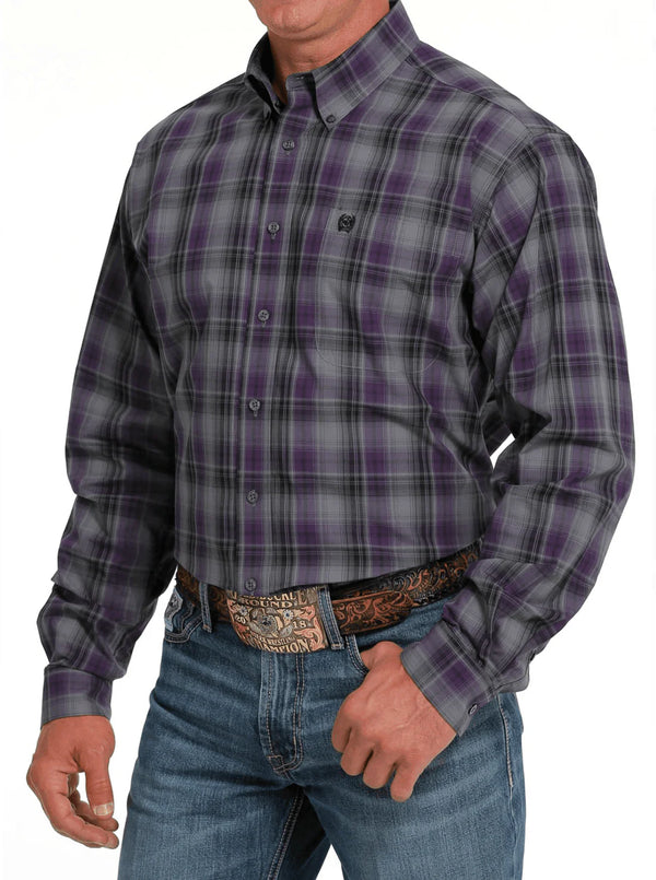 Cinch Men's Plaid 100% Cotton Western Shirt Big and Tall