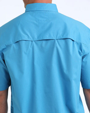 Men's Solid Blue Arena Flex Shirt - Cinch