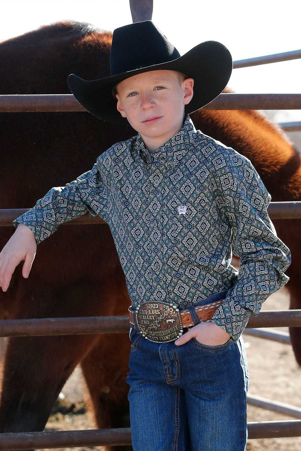 Boy's Button Down Western Shirt - Cinch