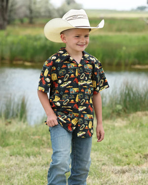 Boy's Black Camp Shirt - Cinch