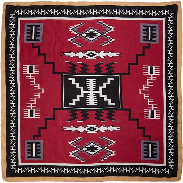 Aztec Maroon/Black Silk Scarf 34.5" - Wyoming Traders