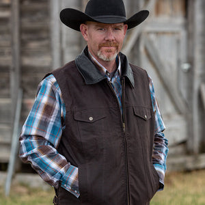 Men's Oilskin Conceal Carry Vest - Wyoming Traders