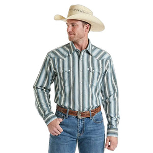 Men's LS Blue Ombre Dobby Stripe Shirt- Panhandle Slim
