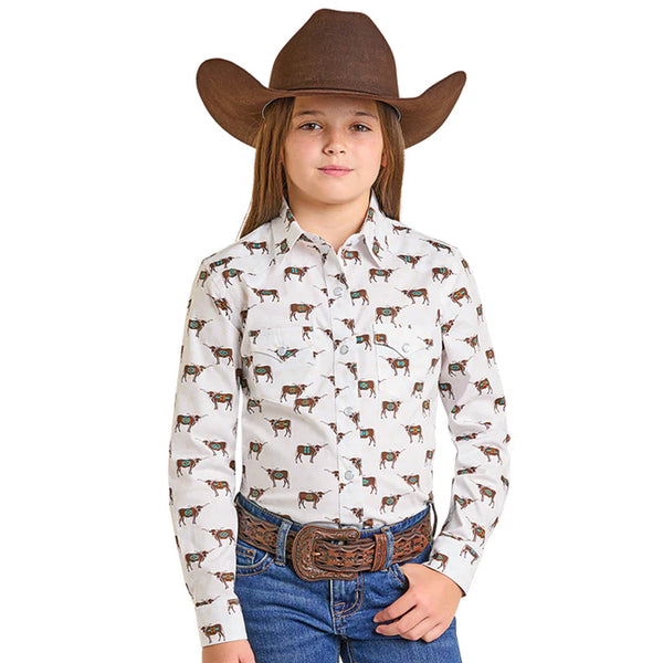 Girl's Longhorn Snap Shirt - Panhandle Slim