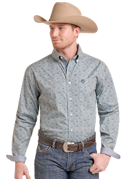 Men's LS Stillwater Paisley 1 Pocket Button Shirt- Panhandle Slim