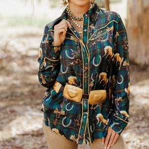 Women's Lucky Plaid Pony Buck Shirt - Rodeo Quincy
