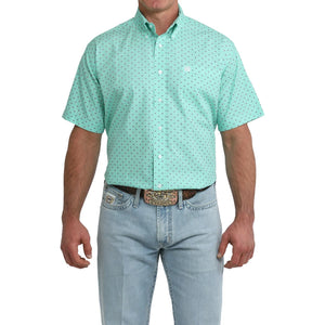 Men's S/S Print Shirt Turquoise - Cinch