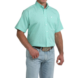 Men's S/S Print Shirt Turquoise - Cinch