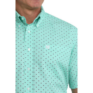 Men's S/S Print Shirt Turquoise - Cinch
