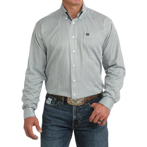 Men's Blue Striped Button Down Shirt - Cinch