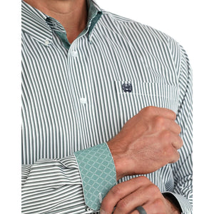 Men's Blue Striped Button Down Shirt - Cinch