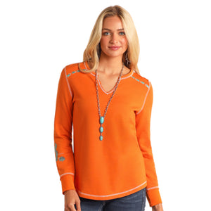 Women's Notch Neck Embroidered Shirt  - Rock & Roll Denim
