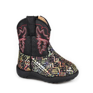 Infant's Black Aztec Glitter Vamp Boots - Roper