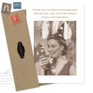Naked and Screaming Birthday Card - Shannon Martin