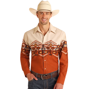 Men's Aztec Print Boarder Shirt - Panhandle