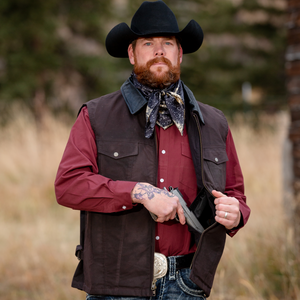 Men's Oilskin Conceal Carry Vest - Wyoming Traders