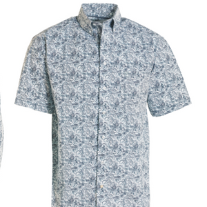 Men's SS  Blue Paisley 1 Pkt Shirt - Panhandle Slim