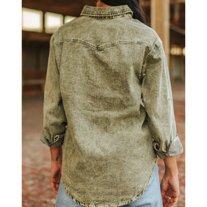 Women's Denim Shirt - Lucky & Blessed