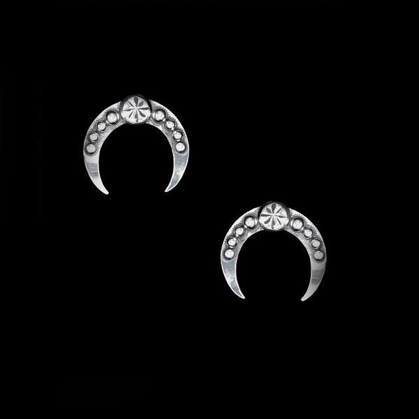 The Beaded Crescent Moon Posts - Vogt Silversmiths