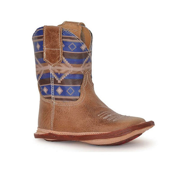 Toddler's Blue Aztek Square Toe - Roper