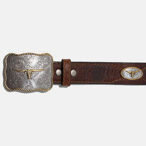Texas Longhorn Saddle Belt - Vintage Bison