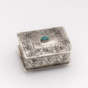 Square Stamped Box with Turquoise
