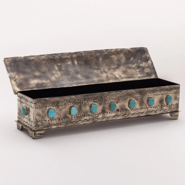 LARGE MANTLE BOX WITH TURQUOISE
