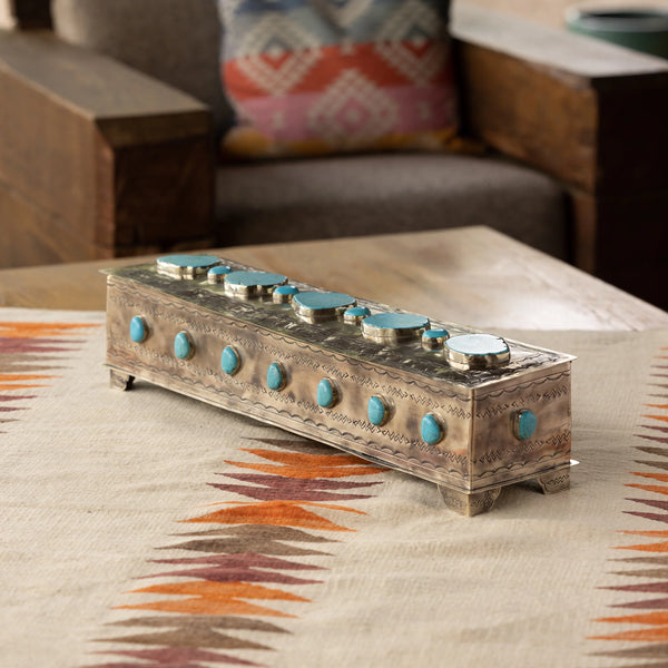 LARGE MANTLE BOX WITH TURQUOISE