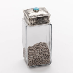 Glass Canister with Silver & Turquoise Lid