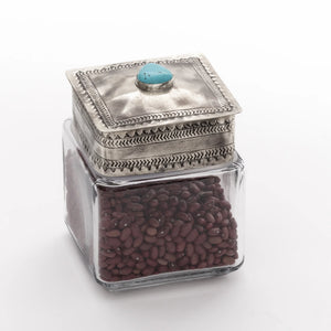 Glass Canister with Silver & Turquoise - J. Alexander