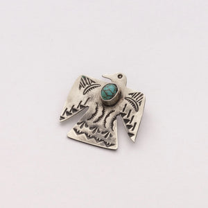 Tunderbird Pin with Turquoise - J Alexander Rustic Silver