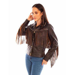 Women’s Chocolate brown Lambskin Leather Jacket - Scully