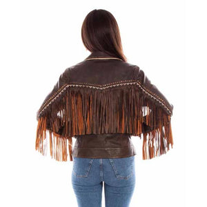 Women’s Chocolate brown Lambskin Leather Jacket - Scully