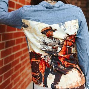 Women's Tencil Denim Western Yoke Printed Shirt - Lucky & Blessed