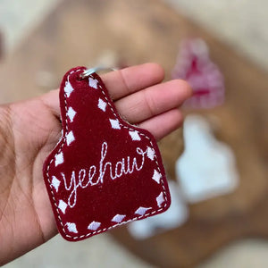 Yeehaw Cowhide & Leather Keychain - Western Linens