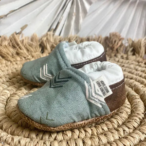 Infant Green Chevron Cotton Moccasins - Trendy Baby Mocc Shop