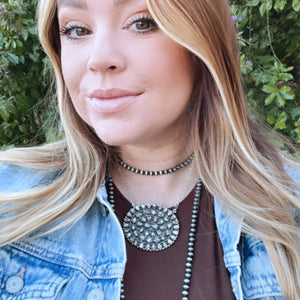 Sterling and Wild Horse Cluster Necklace - Nizhoni Traders LLC