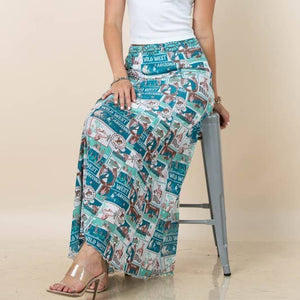BAILEY WILD WEST PRINT MESH LINED MAXI SKIRT - Avery