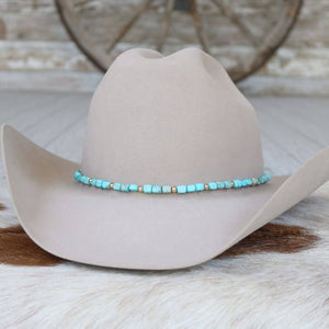 Chunky Turquoise Stone Hat Band/Ellis - Willow Lane Hat Co.