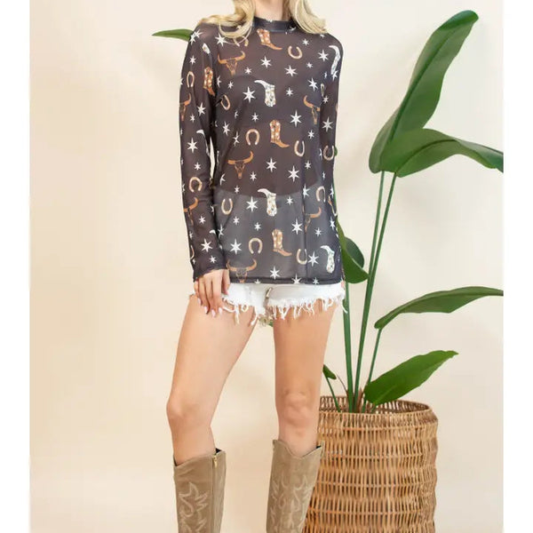 Western Elements Mesh Top - Avery