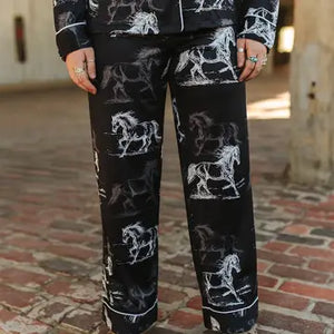 Black Ivory Western Print Pajama Set - Lucky & Blessed
