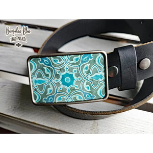 Teal Vintage Scroll Belt Buckle - Bungalow Blue Trading Co.