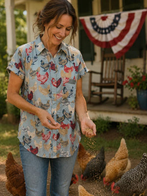 Women's Americana Hen Camp Shirt - Cotton & Rye