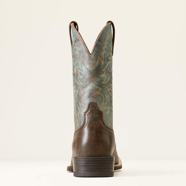 Latigo Chocolate Brown and Sport Blue Western Boots - Ariat