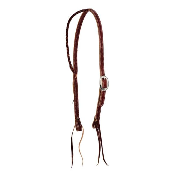 3/4" Latigo Braided Slip Ear Headstall Burgundy - Partrade