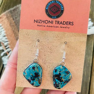 Navajo Turquoise Sterling Dangle Earrings - Nizhoni Traders LLC