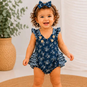 Indigo Bloom Bubble Romper - Cotton & Rye