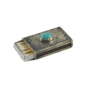 Stamped Matchbox with Turquoise - J. Alexander Rustic Silver