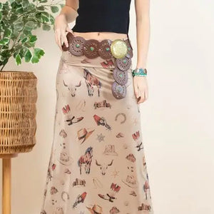 Western Elements Print Maxi Skirt - Avery
